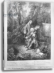 Постер Ватто Антуан (Antoine Watteau) Jean Antoine Watteau and his friend Monsieur de Julienne, engraved by Nicolas Henri Tardieu