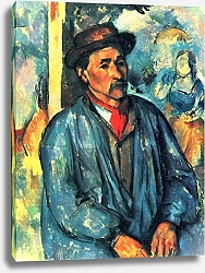 Постер Сезанн Поль (Paul Cezanne) Крестьянин в голубой блузе