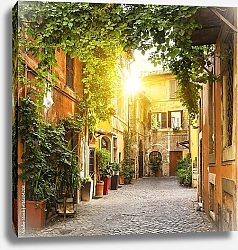 Постер Италия. View of Old street in Trastevere in Rome