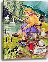 Постер Бентон Линда (совр) Grandma and cat fishing