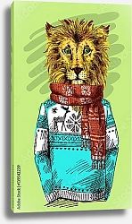 Постер Лев в вязаном свитере