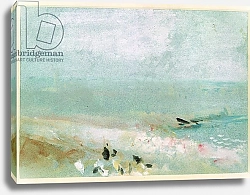 Постер Тернер Уильям (William Turner) Beach with figures and a jetty. c.1830