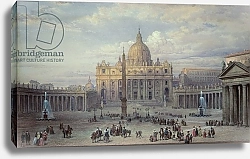 Постер Хаг Луи Exterior of St. Peter's, Rome, from the Piazza, 1868