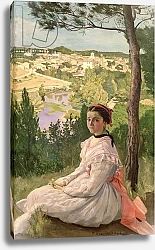 Постер Базиль Жан View of the village, Castelnau, 1868