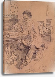 Постер Репин Илья Lev Nikolaevich Tolstoy at Work, 1891