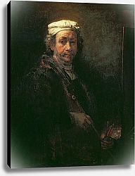 Постер Рембрандт (Rembrandt) Portrait of the Artist at his Easel, 1660