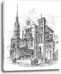 Постер Notre-Dame-en-Vaux church, Chalons-en-Champagne, France vintage engraving