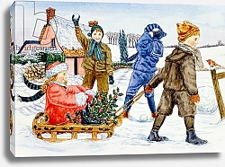 Постер Бредбери Катрин (совр) Children playing in the snow