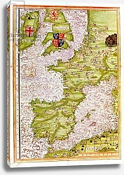 Постер Тестю Гульем (карты) Fol.9v Map of Western Europe, from 'Cosmographie Universelle', 1555