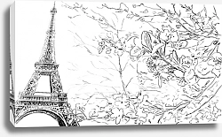 Постер Париж в Ч/Б рисунках #45