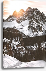 Постер Снежная гора в лучах заходящего солнца, Монте-Пьяна, Италия