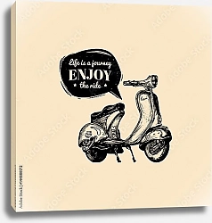 Постер Ретро скутер с надписью Life is a journey, enjoy the ride