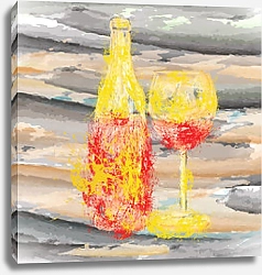 Постер Вино и бокал, рисунок пятнами