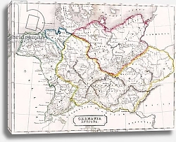 Постер Школа: Английская 19в. Map of Germany, Germania Antiqua, from 'The Atlas of Ancient Geography', c.1829