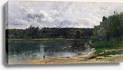 Постер Добиньи Шарль Вид на реку с утками