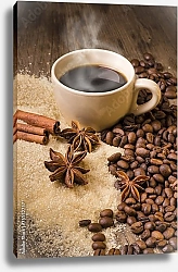 Постер Ароматный кофе в белой чашке