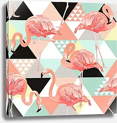 Постер Узор с фламинго