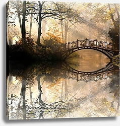 Постер Осень, мостик в парке