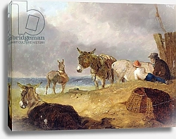 Постер Ибертсон Юлиус Donkeys and Figures on a Beach