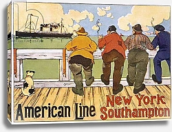 Постер Касьер Хенрик Poster advertising 'American Line, New York to Southampton', 1905