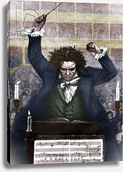 Постер Ludwig van Beethoven conducting with baton - by Katzaroff. German composer, 17 December  1770- 26 March 1827.