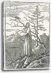 Постер Фридрих Каспар (Caspar David Friedrich) Woman with a Raven, on the Edge of a Precipice
