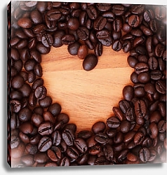 Постер Кофейные зёрна в форме сердца