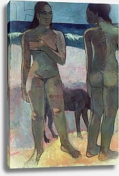 Постер Гоген Поль (Paul Gauguin) Two Tahitian Women on the Beach, 1891