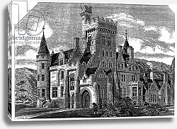 Постер Школа: Ирландская 19в. Humewood Castle, Co. Wicklow, illustration from 'The Building' 1868