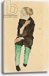 Постер Шиле Эгон (Egon Schiele) Boy with Green Stockings; Bub mit grunen Strumpfen, 1911