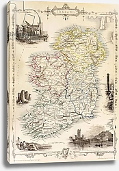 Постер Школа: Английская 19в. Map of Ireland from 'The History of Ireland' by Thomas Wright, published c.1854