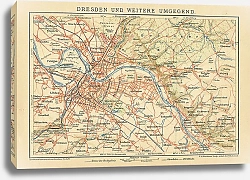 Постер Карта Дрездена и близлежащих окрестностей, конец 19 в. 1