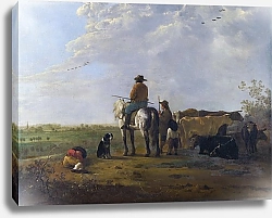 Постер Пастух с помошниками и скотом