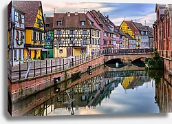 Постер Красочные фасады в средневековом городе Кольмар, Эльзас, Франция
