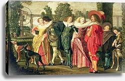Постер Халс Дирк A Promenade in the Garden, c.1623