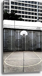 Постер Баскетбольная площадка за забором