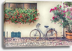 Постер Франция. Велосипед и цветы