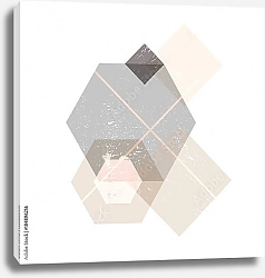 Постер Абстрактная композиция декоративных геометрических форм с гранж-текстурой 3