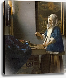Постер Вермеер Ян (Jan Vermeer) Woman Holding a Balance, c.1664