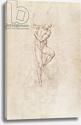 Постер Микеланджело (Michelangelo Buonarroti) W.53r The Risen Christ, study for the fresco of The Last Judgement in the Sistine Chapel, Vatican
