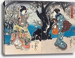 Постер Утагава Кунисада Enjoying Plum Blossoms in the Evening