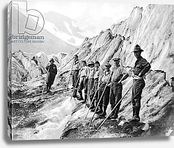 Постер Mount Rainier National Park, Washington: c.1920 Climbers pose for a pprtrait while hiking up Mt. Rainier.