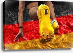 Постер Спринтер на стартовой позиции на немецком флаге