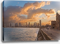 Постер Израиль,Тель-Авив. Побережье старой Яффы утром