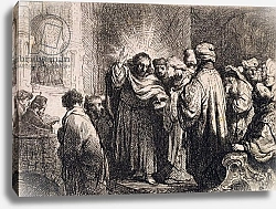 Постер Рембрандт (последователи) Christ with the Elders, from Michael Faraday's scrapbook