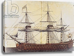 Постер Школа: Французская The Ship 'La Ville de Paris' launched at the port of Rochefort, 19th January 1760