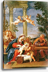 Постер Альбани Франческо The Holy Family with St. Elizabeth and St. John the Baptist, c.1645-50