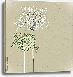 Постер Весенние деревья на ретро-фоне