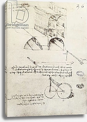 Постер Леонардо да Винчи (Leonardo da Vinci) Manuscript B, f 36 r Architectural studies, development and sections of buildings in city with raised streets