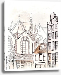 Постер Архитектурный эскиз Амстердама